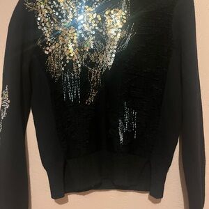 Anthropologie mock neck sweater with sequins